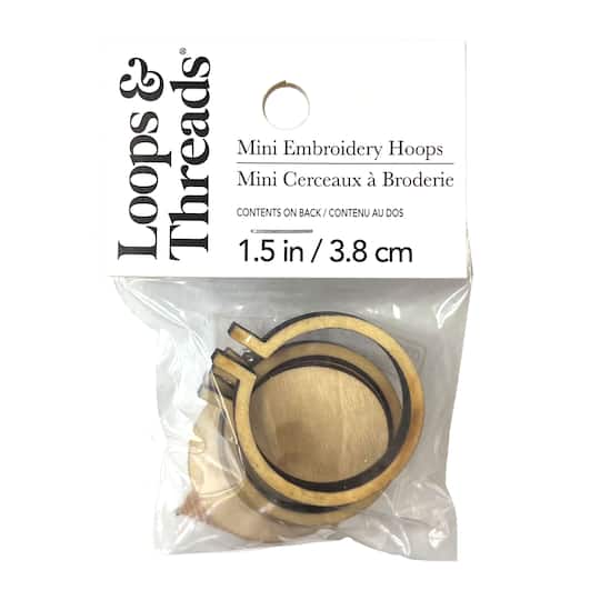 1.5" Mini Wood Embroidery Hoops, 3ct. by Loops & Threads®